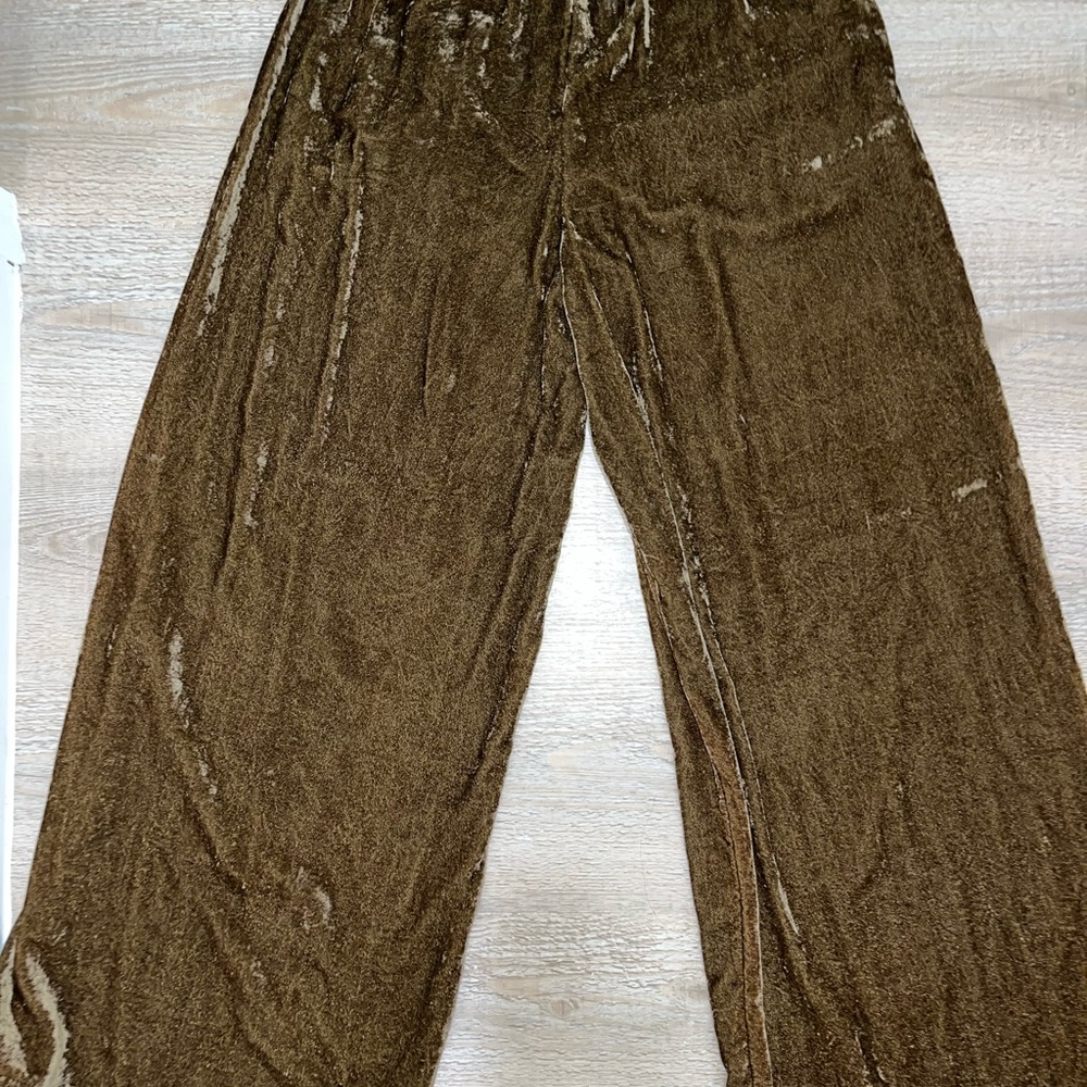 By Together Women's Chocolate Velvet Wide Leg Pants